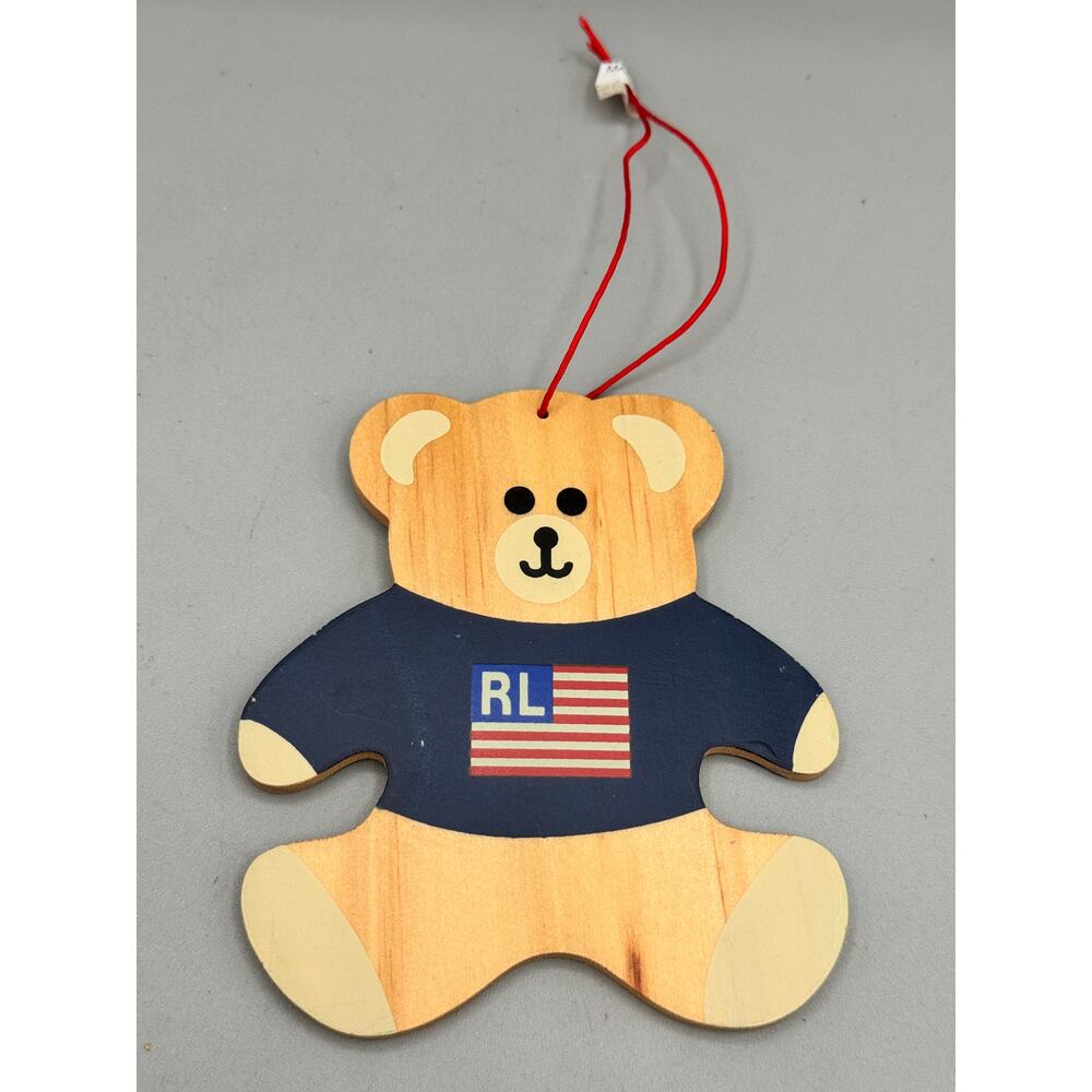 Ralph Lauren Fragrances 1996 Wooden Teddy Bear Ornament